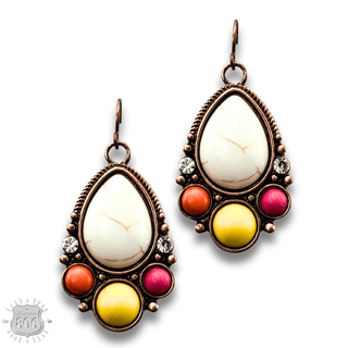 Decorative stone teardrop earring - LC - Boutique Bella BellaEarrings