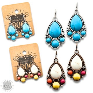 Decorative stone teardrop earring - LC - Boutique Bella BellaEarrings