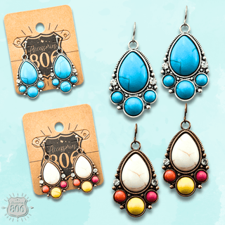 Decorative stone teardrop earring - LC - Boutique Bella BellaEarrings