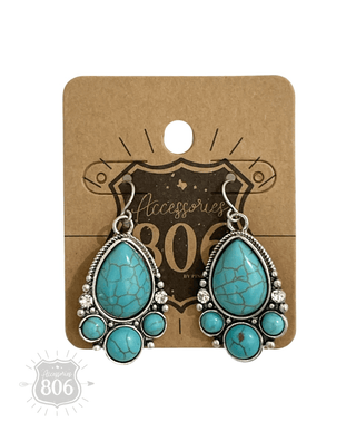 Decorative stone teardrop earring - LC - Boutique Bella BellaEarrings