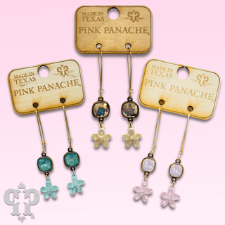 Delicate pastel glass flower charm earring with Austrian crystal - LC - Boutique Bella BellaEarrings