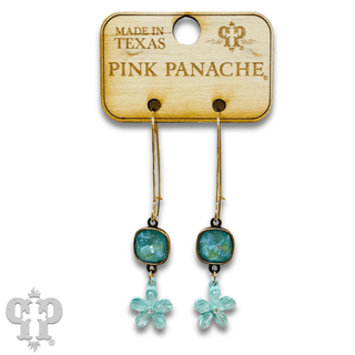 Delicate pastel glass flower charm earring with Austrian crystal - LC - Boutique Bella BellaEarrings