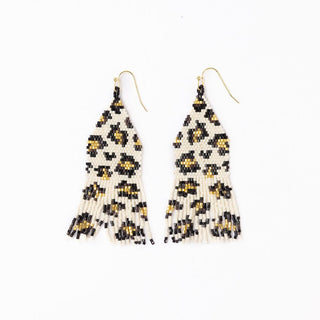 Delilah cheetah beaded fringe earrings - Boutique Bella BellaEarrings