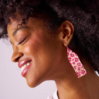 Delilah cheetah beaded fringe earrings - Boutique Bella BellaEarrings