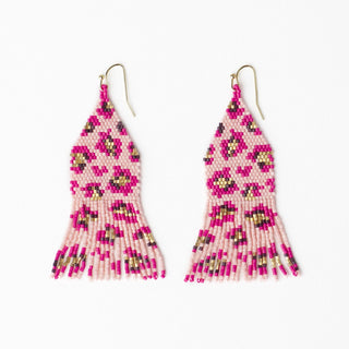 Delilah cheetah beaded fringe earrings - Boutique Bella BellaEarrings