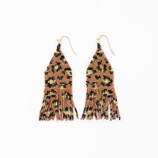 Delilah cheetah beaded fringe earrings - Boutique Bella BellaEarrings