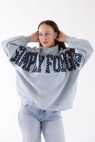 Denim Blue Simply For Good Mockneck - Boutique Bella BellaSweatshirt