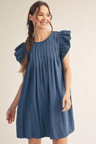 Denim Daydream Flutter Dress - Boutique Bella BellaDress
