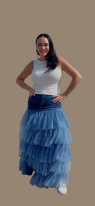 Denim Daydream Tulle Skirt - Boutique Bella Bellaskirt