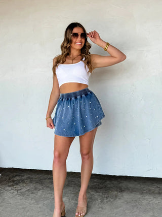 Denim & Pearls Skort - Boutique Bella BellaSkort