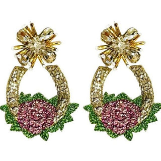 Derby Horse Shoe with Flowers - Boutique Bella BellaEarrings