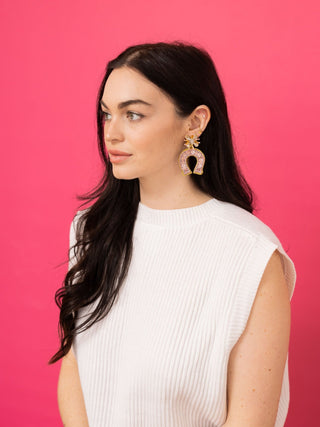 Derby Horseshoe - Pink - Boutique Bella BellaEarrings