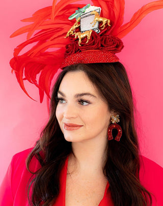 Derby Horseshoe - Red - Boutique Bella BellaEarrings