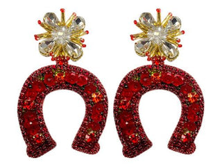 Derby Horseshoe - Red - Boutique Bella BellaEarrings