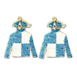 Derby Jersey Silk Earrings - Blue Square - Boutique Bella BellaDistress