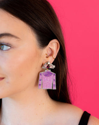 Derby Jersey Silk Earrings- Purple and Lavender - Boutique Bella BellaDistress