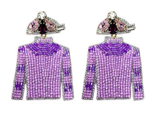 Derby Jersey Silk Earrings- Purple and Lavender - Boutique Bella BellaDistress