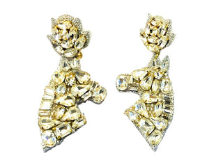 Derby Rhinestone Horse Earrings - Clear Rhinestone - Boutique Bella BellaDistress