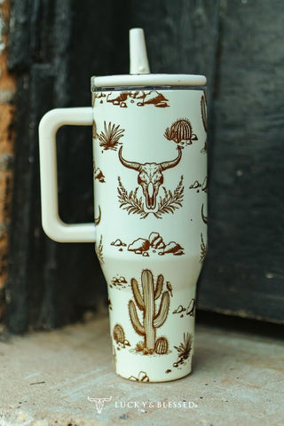 Desert Cow skull Tumbler - Boutique Bella BellaTumbler