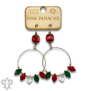Diamond bead circle earring with Austrian crystal - Boutique Bella BellaEarrings
