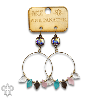 Diamond bead circle earring with Austrian crystal - Boutique Bella BellaEarrings