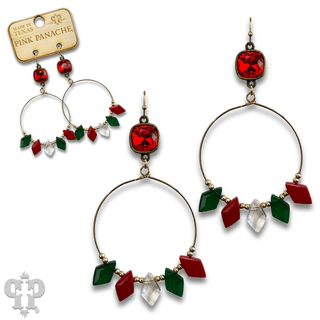 Diamond bead circle earring with Austrian crystal - Boutique Bella BellaEarrings