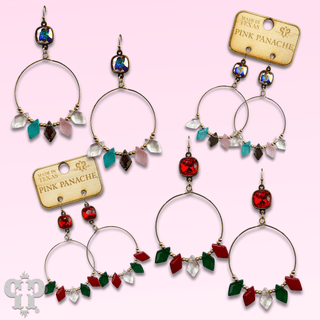 Diamond bead circle earring with Austrian crystal - Boutique Bella BellaEarrings