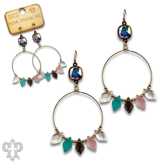 Diamond bead circle earring with Austrian crystal - Boutique Bella BellaEarrings