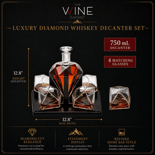 Diamond Decanter Set Premium Barware Gift Elegant Drinkware Collection - Boutique Bella BellaDecanter Sets