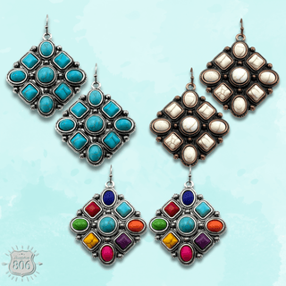 Diamond shape stone earring - LC - Boutique Bella BellaEarrings