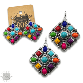Diamond shape stone earring - LC - Boutique Bella BellaEarrings