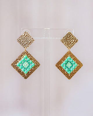 Diamond Turquoise Earrings - Boutique Bella BellaEARRINGS
