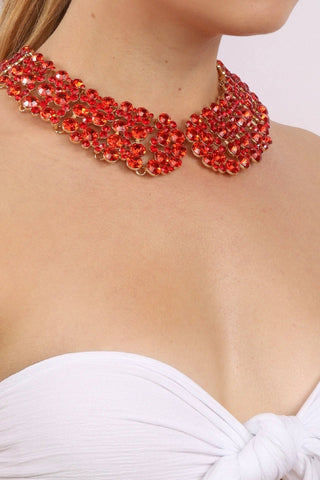 Diana Collar Statement Necklace - Red - Boutique Bella Bellanecklace