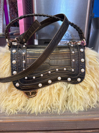DiFerdinando Pearlized Puff Crossbody Bag- Chocolate Multi - Boutique Bella BellaHandbag