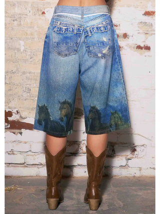 Digital Horse Print Jorts - Boutique Bella BellaShorts