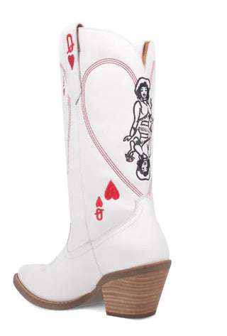 Dingo Queen a Hearts Boot - White - Boutique Bella BellaBoots