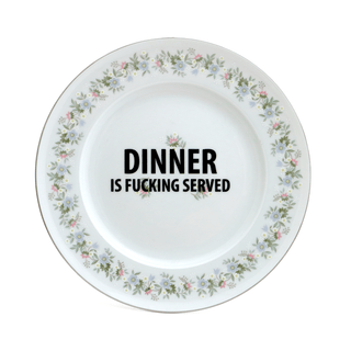 Dinner is F'n Served Upcycled Vintage Plate - Boutique Bella BellaKitchen