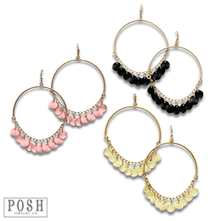 Disc charms on gold bar earring, last call - Boutique Bella BellaEarrings