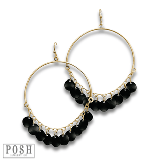 Disc charms on gold bar earring, last call - Boutique Bella BellaEarrings