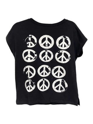 Distressed Peace Sign Cap Sleeve Tee - Boutique Bella BellaTop