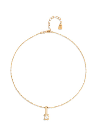 Divine - Gold Short Chain Necklace with White Cubic Zirconia - Boutique Bella BellaNecklace