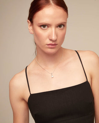 Divine - Silver Short Chain Necklace with White Cubic Zirconia - Boutique Bella BellaNecklace