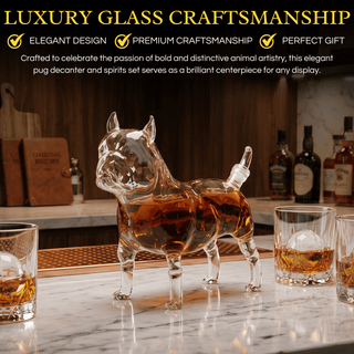 Dog Pug Whiskey And Wine Decanter Premium Barware Gift Elegant Drinkware Collection - Boutique Bella BellaDecanters
