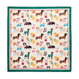 DOGGIES SQUARE SCARF,IVORY - Boutique Bella Bellascarf