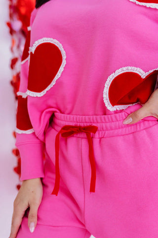 Doily Hearts Flare Sweatpants - Boutique Bella Bellasweatpants