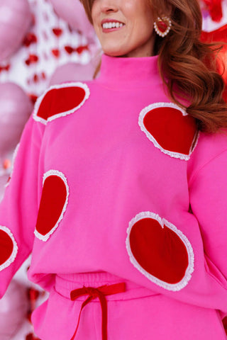 Doily Hearts Mock Neck Sweatshirt - Boutique Bella BellaSweatshirt