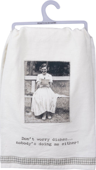Don't Worry Dishes Vintage Kitchen Towel - Boutique Bella Bellakitchen towel