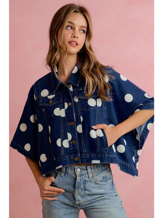 Dottie in Denim and Baby Blue Jacket - Boutique Bella BellaDenim Jacket