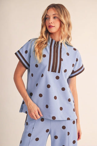 Dotty Darling Periwinkle Top - Boutique Bella BellaTop