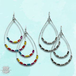 Double beaded teardrop earring - Boutique Bella BellaEarrings